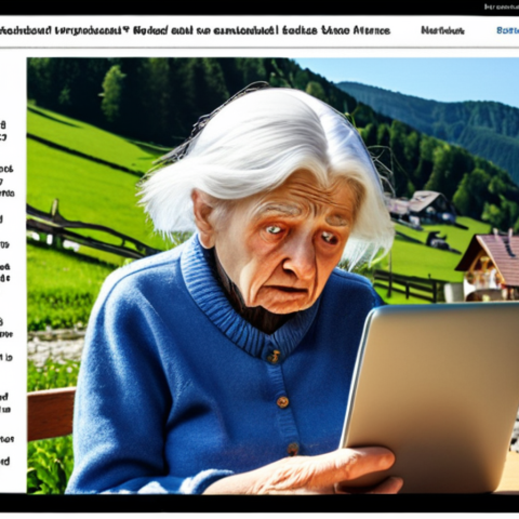**

Prompt: A distraught elderly woman, Oma, looking confused at her smartphone screen, surrounded by pop-up notifications with sensational headlines. Exaggerated, cartoonish news articles feature a "Yeti in Bavaria" and other absurd claims. A helpful granddaughter points to a fact-checking website on a laptop. Humorous yet cautionary, conveying the importance of media literacy for older generations. "Fake News" overlayed in a distorted font. German village scenery in the background.

**