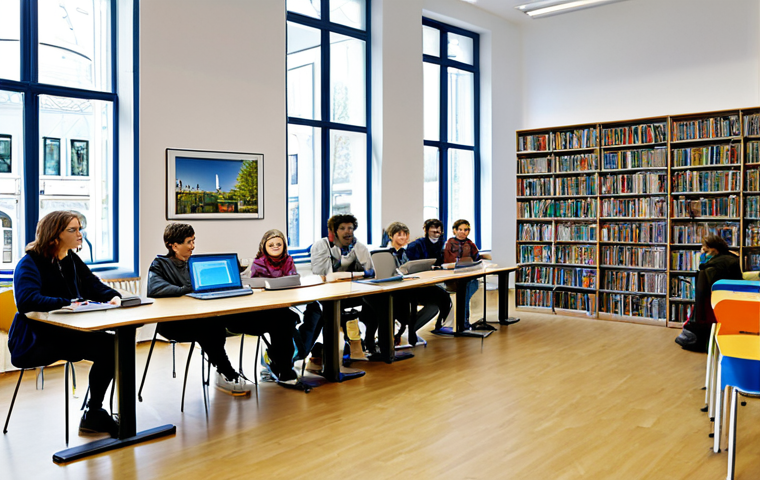 Medienkompetenz im Alltag**

"A bright and inviting public library in Berlin, Germany, featuring a diverse group of adults and teenagers participating in a media literacy workshop. The participants are attentively listening to a presenter at the front. The room is filled with natural light and modern technology, including laptops and interactive displays. Fully clothed, appropriate attire, safe for work, professional setting, perfect anatomy, natural proportions, high quality, family-friendly."

**