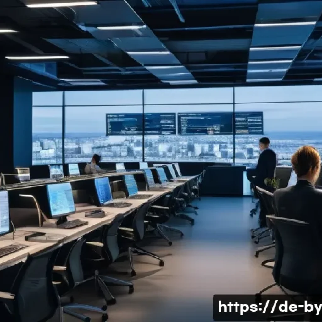 가짜뉴스 대응을 위한 해외 사례 - A modern newsroom scene in Germany, showing diverse journalists working on computers with AI-powered...