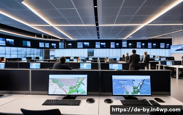 가짜뉴스에 대한 시민의 책임 - A modern German newsroom with diverse journalists working collaboratively, multiple computer screens...