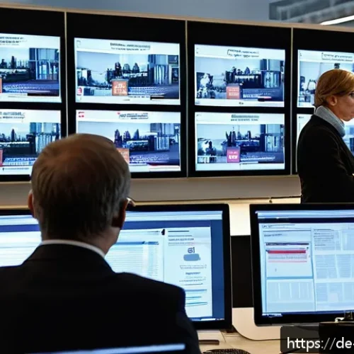 가짜뉴스 신뢰도 테스트 방법 - A professional German news editor&rsquo;s office scene showing a diverse team of journalists analyzing sou...